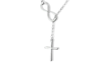 Infinity Cross Lariat Necklace in Italian Solid Sterling Silver