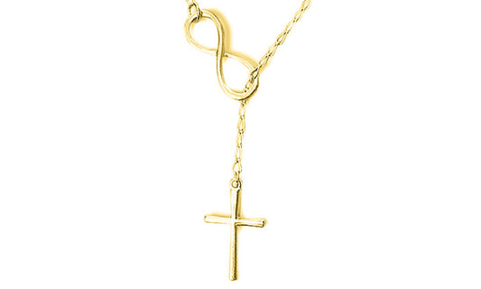 Infinity Cross Lariat Necklace in Italian Solid Sterling Silver