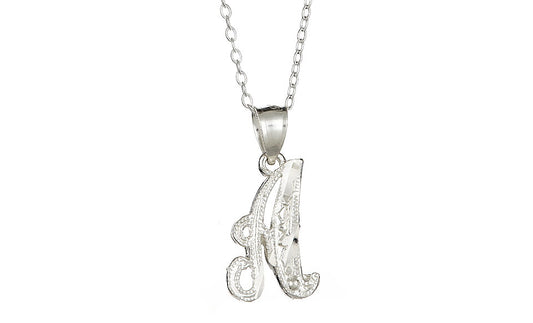 Sterling Silver Diamond-Cut Initial Necklace