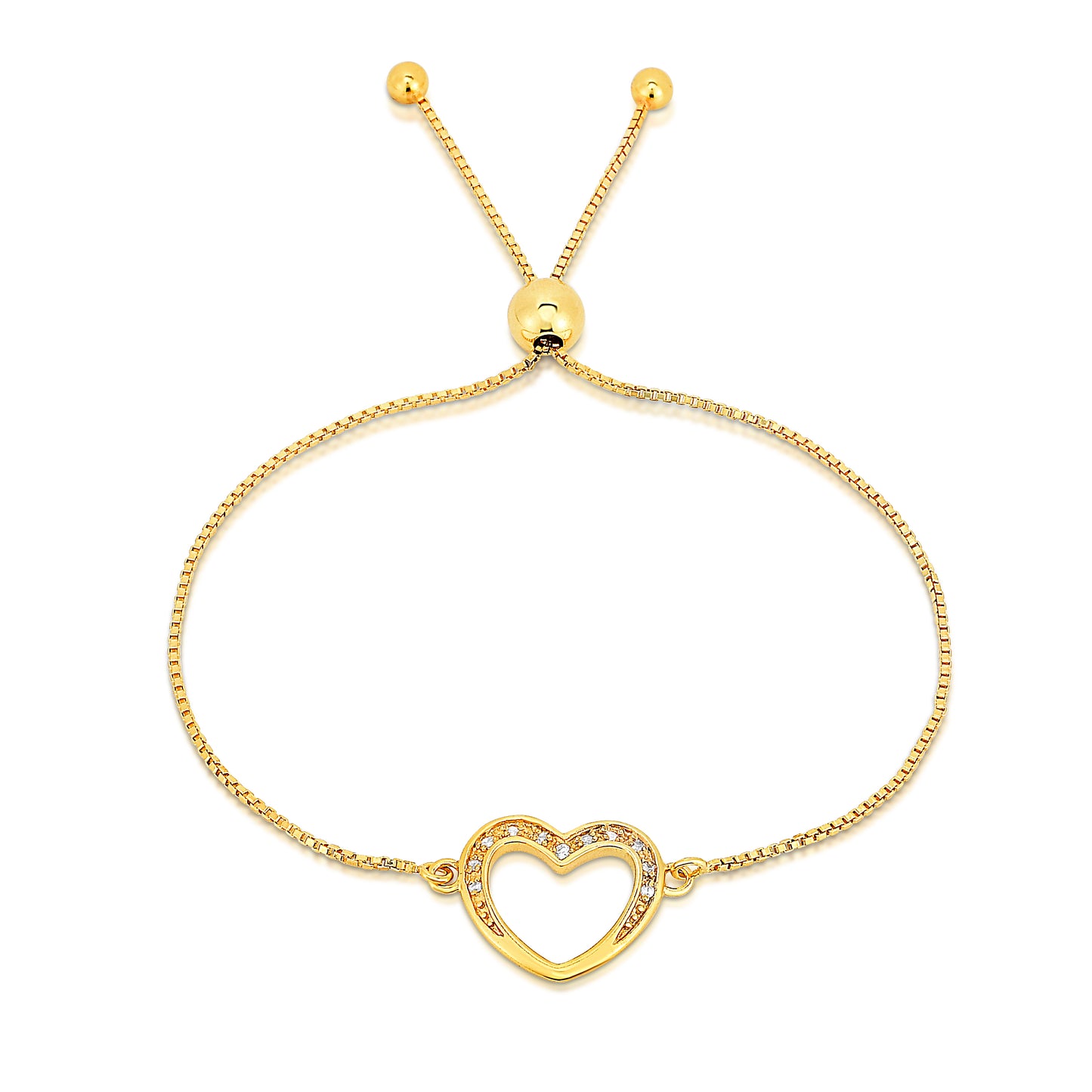 Italian Sterling Silver Adjustable Heart Charm Bracelet