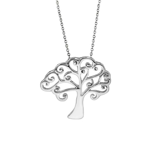 Italian Sterling Silver Tree Of Life Heart Necklace