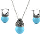 Genuine Marcasite And Pearl Sterling Silver Earring And Necklace Set