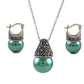 Genuine Marcasite And Pearl Sterling Silver Earring And Necklace Set