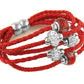 Braided Leather Bracelet with Murano Beads and Austrian Crystals