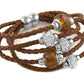Braided Leather Bracelet with Murano Beads and Austrian Crystals