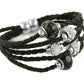 Braided Leather Bracelet with Murano Beads and Austrian Crystals