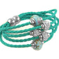 Braided Leather Bracelet with Murano Beads and Austrian Crystals