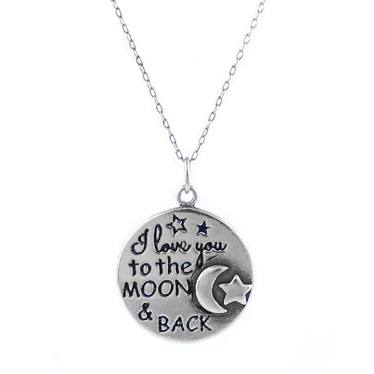 Italian Sterling Silver "I Love You To The Moon & Back" Necklace