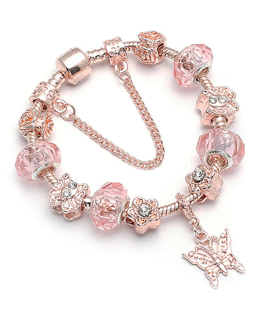 18K Rose Gold Plated Butterfly Charm Bracelet – Made with Swarovski Elements
