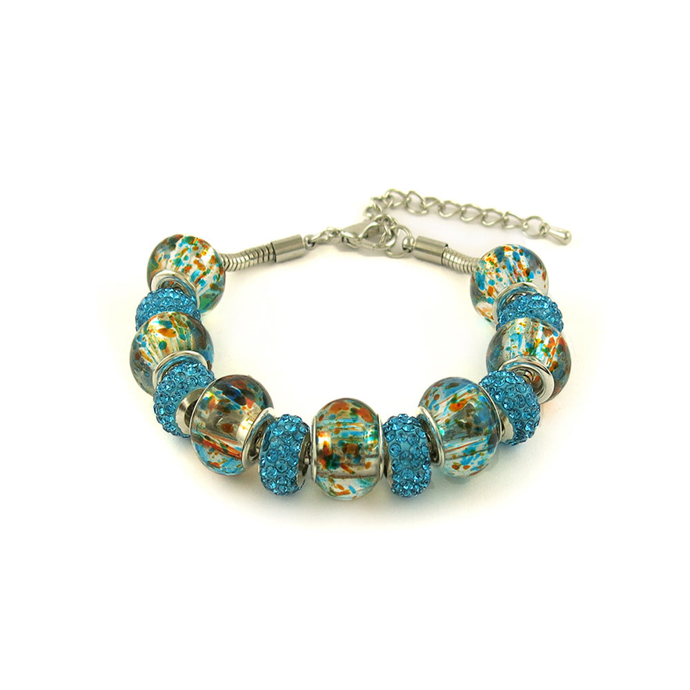 Murano Bead Bracelet With Austrian Crystals