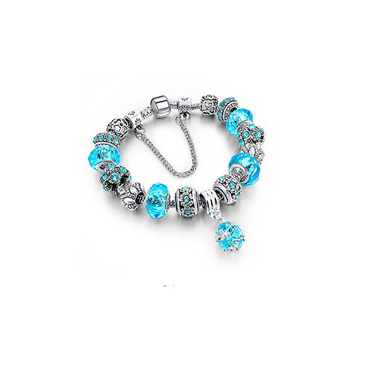 Crystal Bead Bracelet With Ball Charm and Austrian Crystals