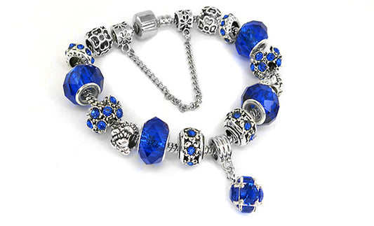 Crystal Bead Bracelet With Ball Charm and Austrian Crystals