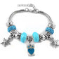 Murano Bead Bracelet With Owl Charm and Austrian Crystals