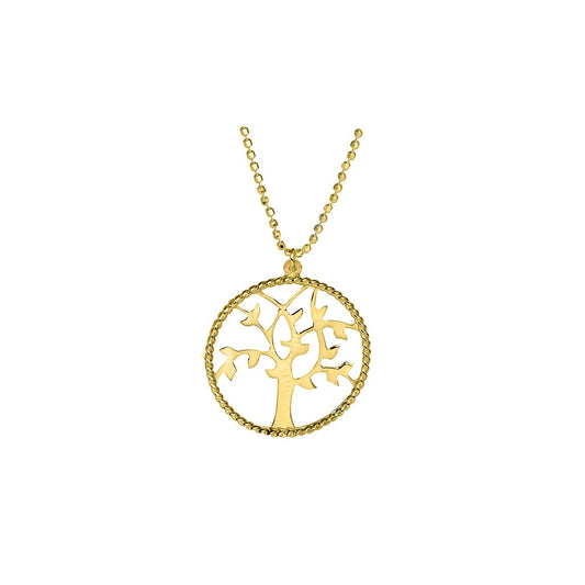 Italian Sterling Silver Diamond Cut Tree Of Life Necklace