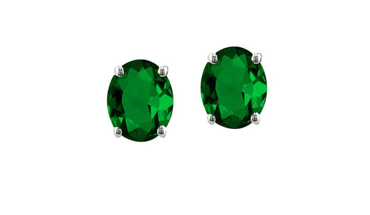 Sterling Silver Oval Cut Stud Earrings – Emerald, Sapphire, Blue Topaz