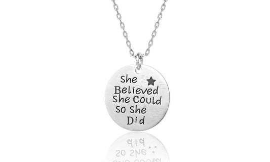 Sterling Silver "She Believed She Could So She Did" Necklace