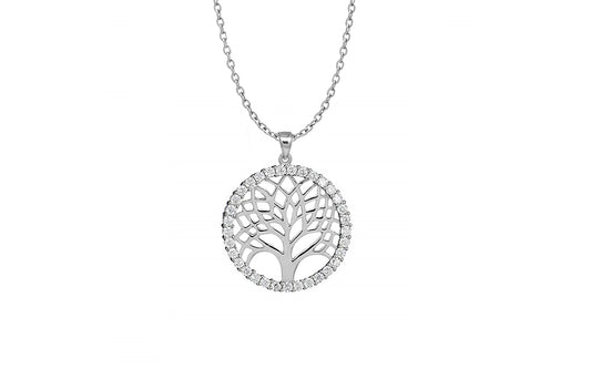 Sterling Silver Tree of Life Necklace – Made with Swarovski Elements