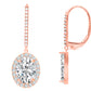 Oval Cut Crystal Halo Leverback Earrings – Gold, or Rose Gold Plated