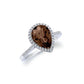 Genuine Gemstone Pear Cut Halo Sterling Silver Rings