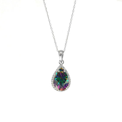 Genuine Pear-Cut Gemstone Sterling Silver Necklace