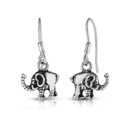 Italian Sterling Silver Elephant Drop Earrings