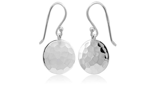 Italian Sterling Silver Handcrafted Hammered Drop Earrings