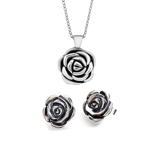 Flower Earring and Pendant Set