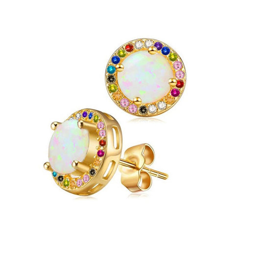 Rainbow Crystal or Opal Halo Studs — Made With Swarovski Elements (2 Pack Available)