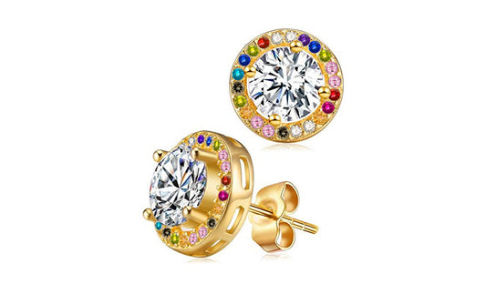 Rainbow Crystal or Opal Halo Studs — Made With Swarovski Elements (2 Pack Available)