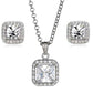 Sterling Silver Halo Princess Cut CZ Earring and Pendant Set
