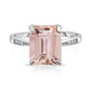 4.00 CTW Emerald Cut Morganite Sterling Silver Ring