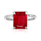 Sterling Silver 4.00 CTW Emerald Cut Lab-Created Gemstone Ring