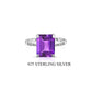 Sterling Silver 4.00 CTW Emerald Cut Lab-Created Gemstone Ring