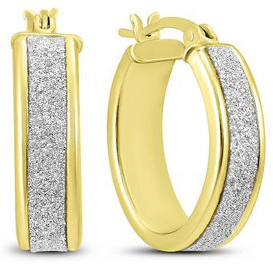 Sterling Silver Crystal French Lock Hoop Earrings – Gold or Silver
