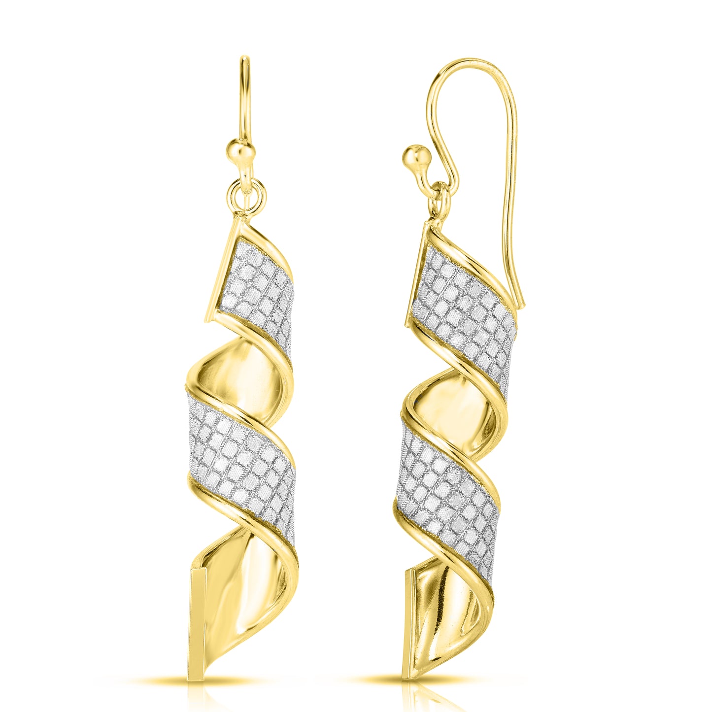 Italian Sterling Silver Pavé Spiral Drop Earrings