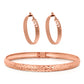 Sterling Silver Diamond Cut Bangle and Hoop Earrings (3 Color Options)
