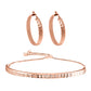 Sterling Silver Diamond Cut Adjustable Bangle Bracelet and Diamond Cut Hoop Earrings Set (Color Options Available)