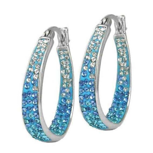 Graduated Crystal Hoop Earrings in 18K Gold Plating