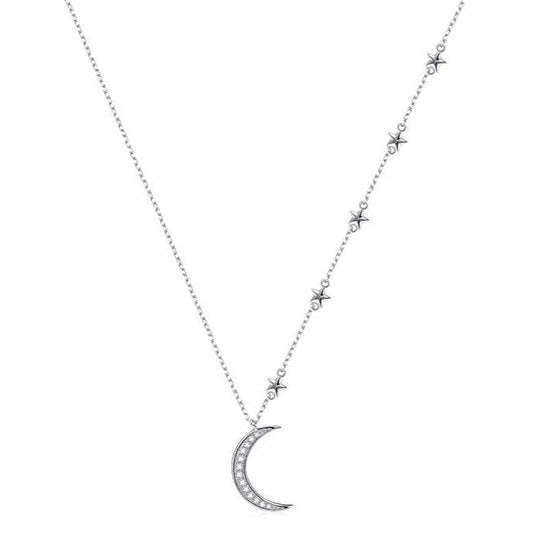 Crystal Crescent Star and Moon Necklace – Made with Swarovski Elements