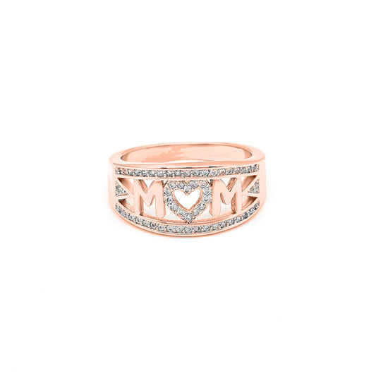 18K Rose Gold Plated Pavé "MOM" Ring