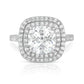 Pavé Halo Ring with Cubic Zirconia in Rhodium Plating