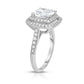 Pavé Halo Ring with Cubic Zirconia in Rhodium Plating