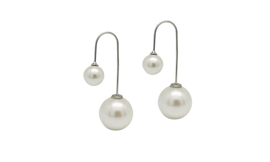 Double Pearl White Threader Earrings