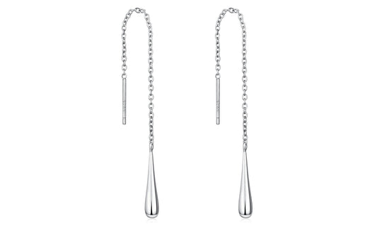 Italian Sterling Silver Threader Teardrop Earrings