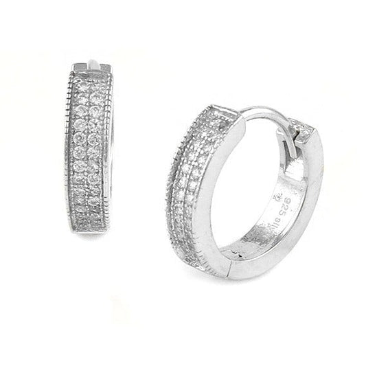 Sterling Silver Micropave Huggie Hoop Earrings
