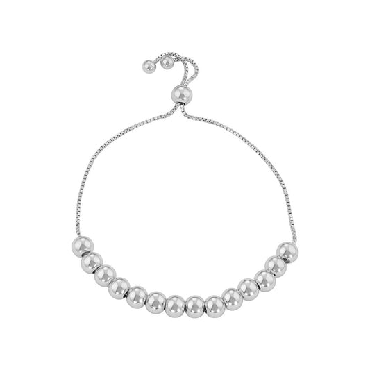 Italian Sterling Silver Adjustable Beaded Bracelet