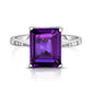 4.00 CTW Genuine Emerald Cut Ring in Sterling Silver