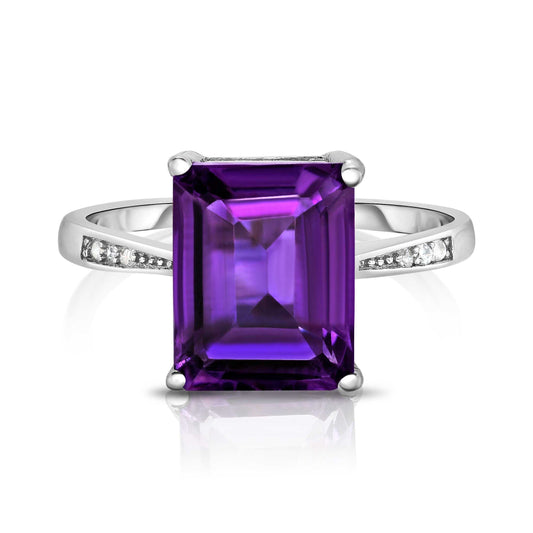 4.00 CTW Genuine Emerald Cut Ring in Sterling Silver