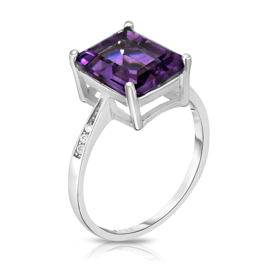 4.00 CTW Genuine Emerald Cut Ring in Sterling Silver