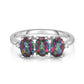 3.0 CTW Genuine Oval Cut Tri-Gemstone Ring in Sterling Silver